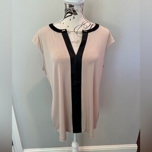 New Calvin Klein Faux Leather Trim Top